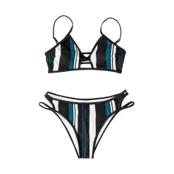 Women's CUPSHE Striped Cutout Top & Bottom Bikini Set 5 Women's CUPSHE Striped Cutout Top & Bottom Bikini Set -Cuddl Duds Clothing Sales 5722343 ALT2
