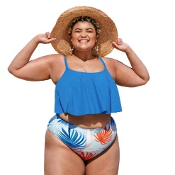 Plus Size CUPSHE Ruffle Swing Bikini Top
