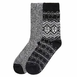 Women's Cuddl Duds 2 Pair Pack Fairisle with Twist Rib Crew Socks -Cuddl Duds Clothing Sales 5723240 ALT
