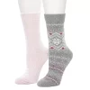Women's Cuddl Duds 2 Pair Pack Fairisle with Twist Rib Crew Socks