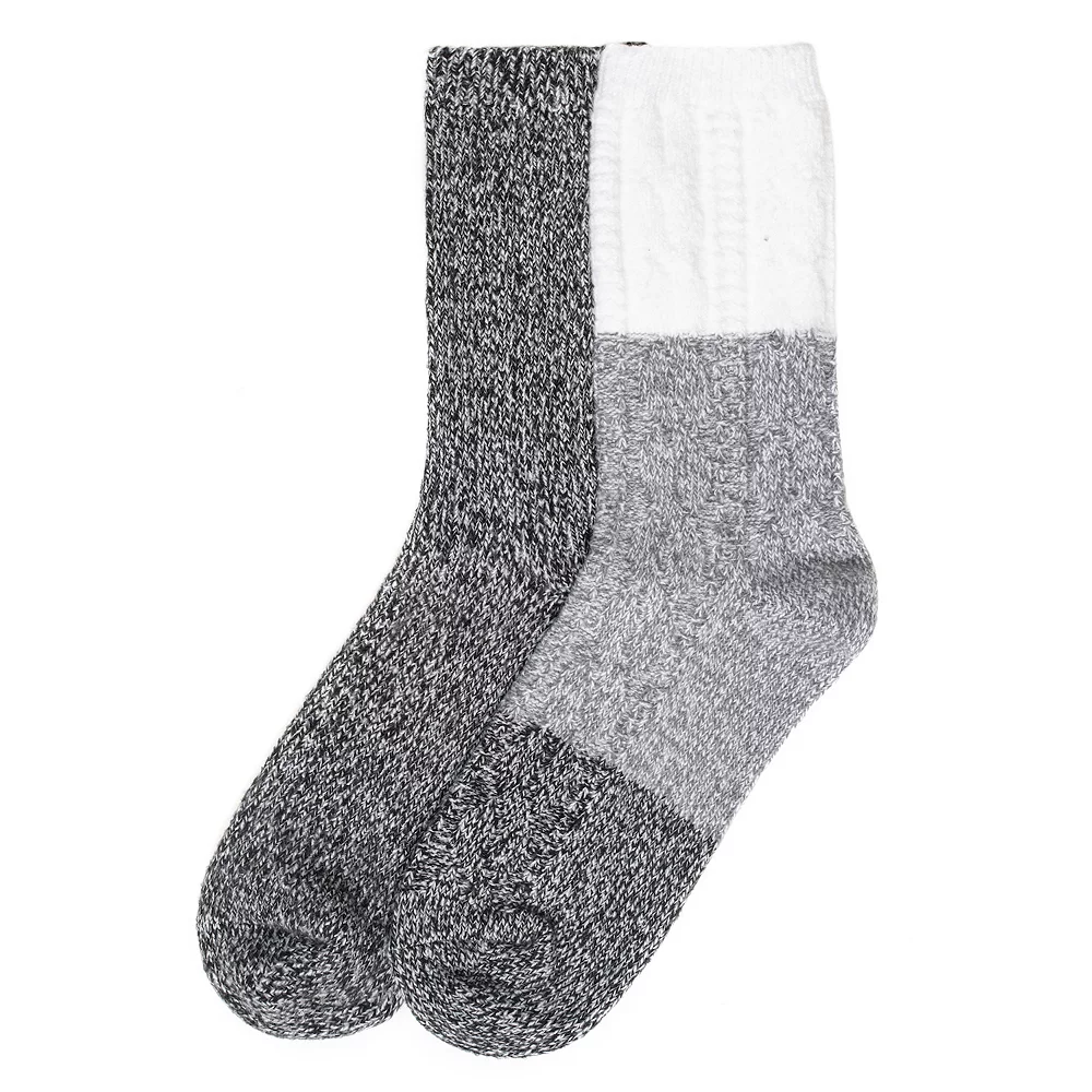 Women's Cuddl Duds 2 Pair Pack Colorblock Cable Rib Crew Socks 5 Women's Cuddl Duds 2 Pair Pack Colorblock Cable Rib Crew Socks - Image 5