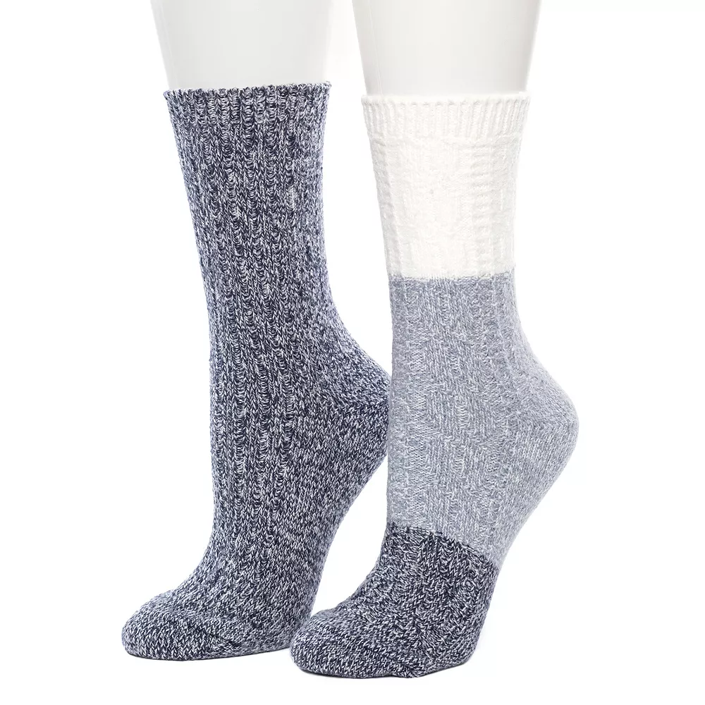 Women's Cuddl Duds 2 Pair Pack Colorblock Cable Rib Crew Socks 2 Women's Cuddl Duds 2 Pair Pack Colorblock Cable Rib Crew Socks - Image 2