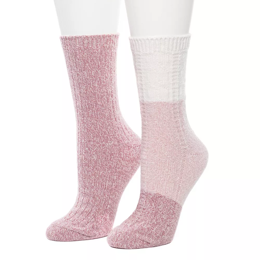 Women's Cuddl Duds 2 Pair Pack Colorblock Cable Rib Crew Socks 3 Women's Cuddl Duds 2 Pair Pack Colorblock Cable Rib Crew Socks - Image 3