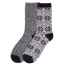 Women's Cuddl Duds 2 Pair Pack Snowflake Diamond Crew Socks -Cuddl Duds Clothing Sales 5723243 ALT