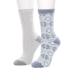Women's Cuddl Duds 2 Pair Pack Snowflake Diamond Crew Socks -Cuddl Duds Clothing Sales 5723243 Country Blue