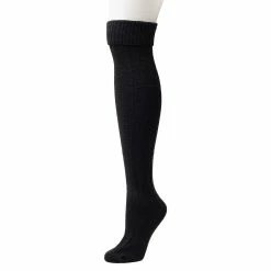Womens Cuddl Duds Turncuff Seedstitch Diamond Over the Knee Socks