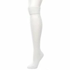 Womens Cuddl Duds Turncuff Seedstitch Diamond Over the Knee Socks -Cuddl Duds Clothing Sales 5723244 Ivory