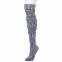 Womens Cuddl Duds Turncuff Seedstitch Diamond Over the Knee Socks -Cuddl Duds Clothing Sales 5723244 Navy Twist