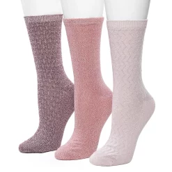 Women's Cuddl Duds 3 Pair Pack Zig Zag Twist Textured Mid Weight Crew Socks -Cuddl Duds Clothing Sales 5723245 Burnished Lilac