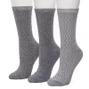 Women's Cuddl Duds 3 Pair Pack Zig Zag Twist Textured Mid Weight Crew Socks