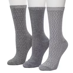 Women's Cuddl Duds 3 Pair Pack Zig Zag Twist Textured Mid Weight Crew Socks