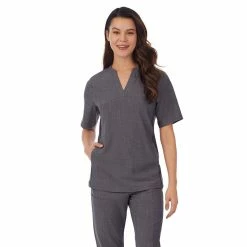 Women's Cuddl Duds® Scrubs 4-Pocket Split Neck Top 10 Women's Cuddl Duds® Scrubs 4-Pocket Split Neck Top -Cuddl Duds Clothing Sales 5737152 Charcoal Heather Gray