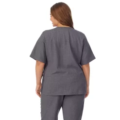 Plus Size Cuddl Duds® Scrubs 4-Pocket Split Neck Top -Cuddl Duds Clothing Sales 5737154 ALT