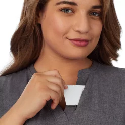 Plus Size Cuddl Duds® Scrubs 4-Pocket Split Neck Top -Cuddl Duds Clothing Sales 5737154 ALT4