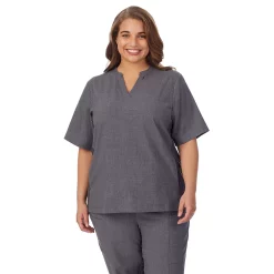 Plus Size Cuddl DudsĀ® Scrubs 4-Pocket Split Neck Top