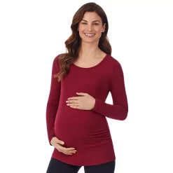 Maternity Cuddl Duds® Softwear with Stretch Ballet Neck Top -Cuddl Duds Clothing Sales 5764832 Red