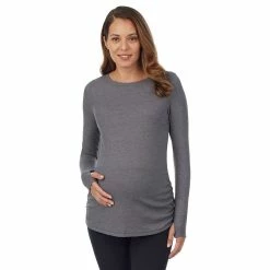 Maternity Cuddl Duds® Stretch Thermal Long Sleeve Ballet Top -Cuddl Duds Clothing Sales 5764835 Gray
