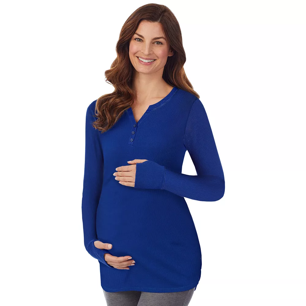 Maternity Cuddl Duds® Stretch Thermal Long Sleeve Splitneck Henley Top 1 Maternity Cuddl Duds® Stretch Thermal Long Sleeve Splitneck Henley Top