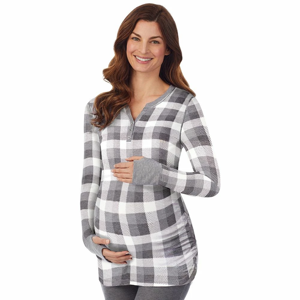 Maternity Cuddl Duds® Stretch Thermal Long Sleeve Splitneck Henley Top 3 Maternity Cuddl Duds® Stretch Thermal Long Sleeve Splitneck Henley Top - Image 3