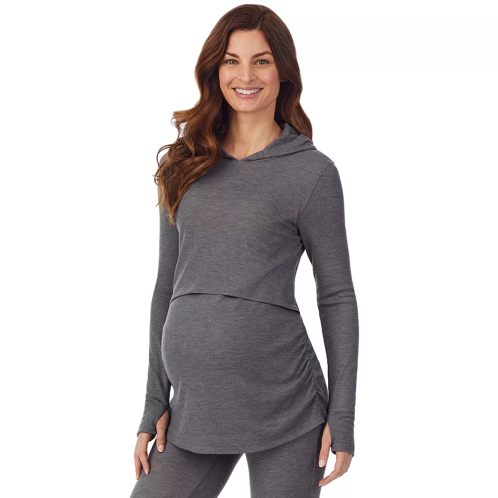 Maternity Cuddl Duds® Stretch Thermal Long Sleeve Hoodie 2 Maternity Cuddl Duds® Stretch Thermal Long Sleeve Hoodie - Image 2