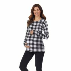 Maternity Cuddl DudsĀ® Fleecewear with Stretch Snap Front Crewneck Top