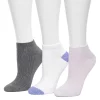 Women's Cuddl Duds® 3 Pair Diagonal Rib Mosaic Stitch Low Cut Socks