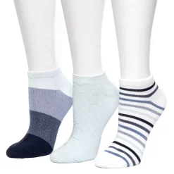 Women's Cuddl Duds® 3 Pair Stripe Tile Low Cut Socks
