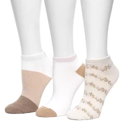 Women's Cuddl Duds® 3 Pair Floral Colorblock Low Cut Socks
