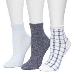 Women's Cuddl Duds® 3 Pair Plaid Ankle Socks