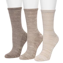Women's Cuddl Duds® 3 Pair Rib Spacedye Crew Socks