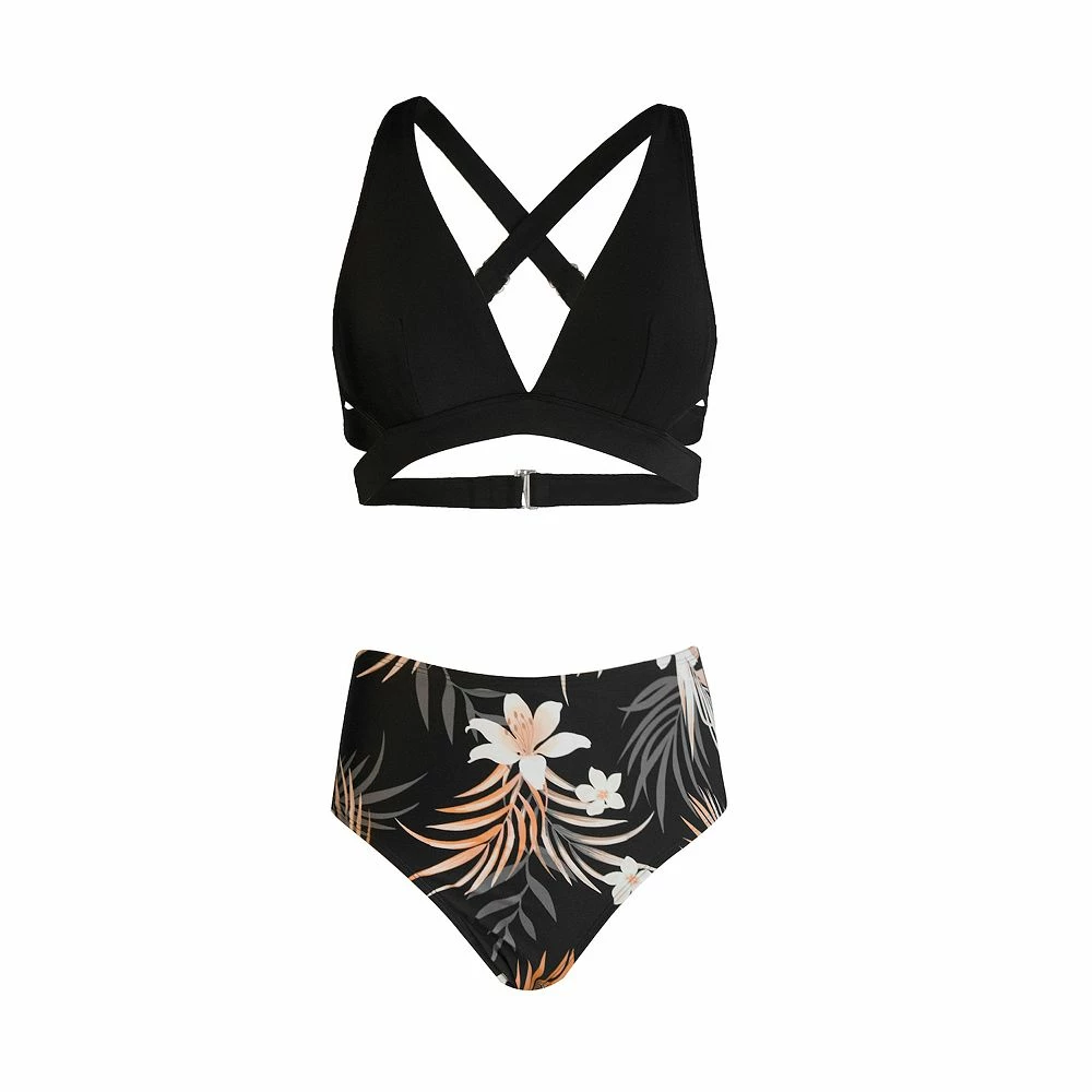 Women's CUPSHE V-Neck Tropical Print High Waisted Bikini Set 4 Women's CUPSHE V-Neck Tropical Print High Waisted Bikini Set - Image 4