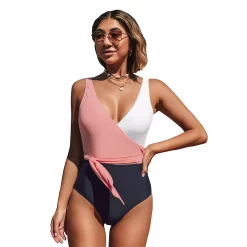 Women's CUPSHE Wrap Color Block Tie Side One Piece Swimsuit
