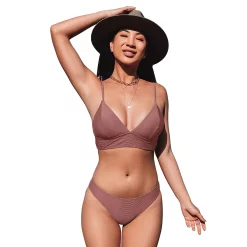 Women's CUPSHE Mauve Triangle Top & Bottoms Bikini Set